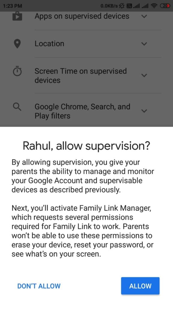 google family link app setup step 10