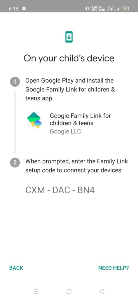 google family link app setup step 6