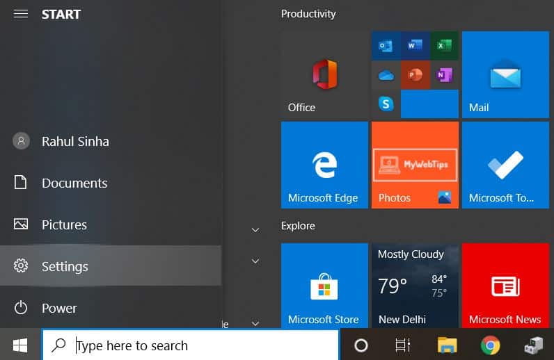 1. Windows 10 settings